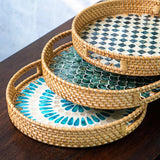 Mother-of-Pearl Rattan Tray