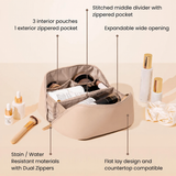 Travel Makeup & Toiletry Bag – Large PU Leather Cosmetic Organizer