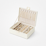 Everyday Keepsake 2-Layer Large Leather Jewelry Box Organizer with Removable Tray & Watch Pillow