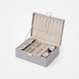 Everyday Keepsake 2-Layer Large Leather Jewelry Box Organizer with Removable Tray & Watch Pillow