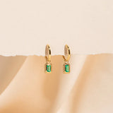 Ribbed Emerald Hoop Earrings