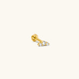 Curved Diamond Flat Back Stud Earring