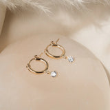 Tiny Solitaire Hoop Earrings