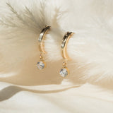 Tiny Solitaire Hoop Earrings