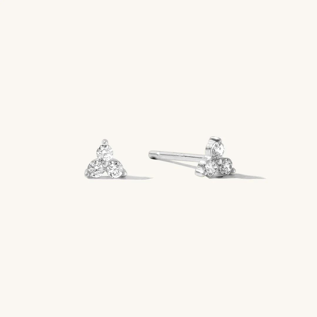 Triple CZ Stud Earrings