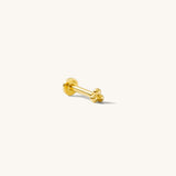 Triple Ball Flat Back Stud Earring - 14k Solid Gold