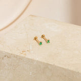 Emerald Flat Back Stud Earring