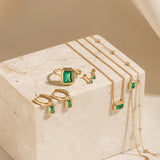 Emerald Flat Back Stud Earring