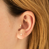 Triple Ball Flat Back Stud Earring
