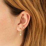 Triple CZ Flat Back Stud Earring