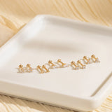 Triple CZ Flat Back Stud Earring