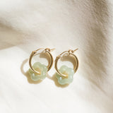 Jade Flower Hoop Earrings