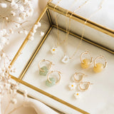 Jade Flower Hoop Earrings