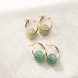 Jade Flower Hoop Earrings