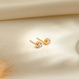 Soie CZ Bezel Stud Earrings