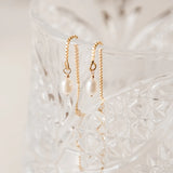 Pearl Drop Threader Earrings