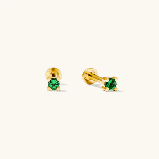 Emerald Flat Back Stud Earring