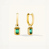 Ribbed Emerald Hoop Earrings