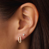 Sparkling Pavé Cubic Zirconia Double Huggie Hoops