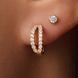 Sparkling Pavé Cubic Zirconia Double Huggie Hoops