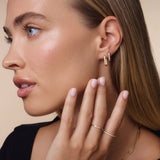 Hammered Zirconia U Hoops Layering Set