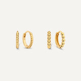 Twisted Beaded Huggie Hoops Stacking Set