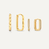 Hammered Zirconia U Hoops Layering Set