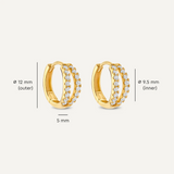 Sparkling Pavé Cubic Zirconia Double Huggie Hoops