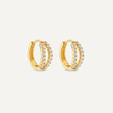 Sparkling Pavé Cubic Zirconia Double Huggie Hoops
