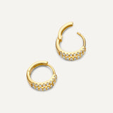 Sparkling Pavé Cubic Zirconia Double Huggie Hoops