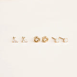 Triple CZ Stud Earrings