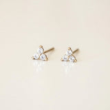 Triple CZ Stud Earrings