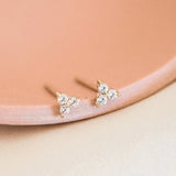 Triple CZ Stud Earrings