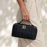 Quilted Cosmetic Storage Bag with Handle