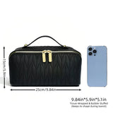 Quilted Cosmetic Storage Bag with Handle
