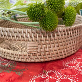 Oval Rattan Tray Wicker Serving Basket Handcrafted Woven Natural Bathroom Organizer Storage Kitchen Table Centerpiece Decoration Bohemian Byron