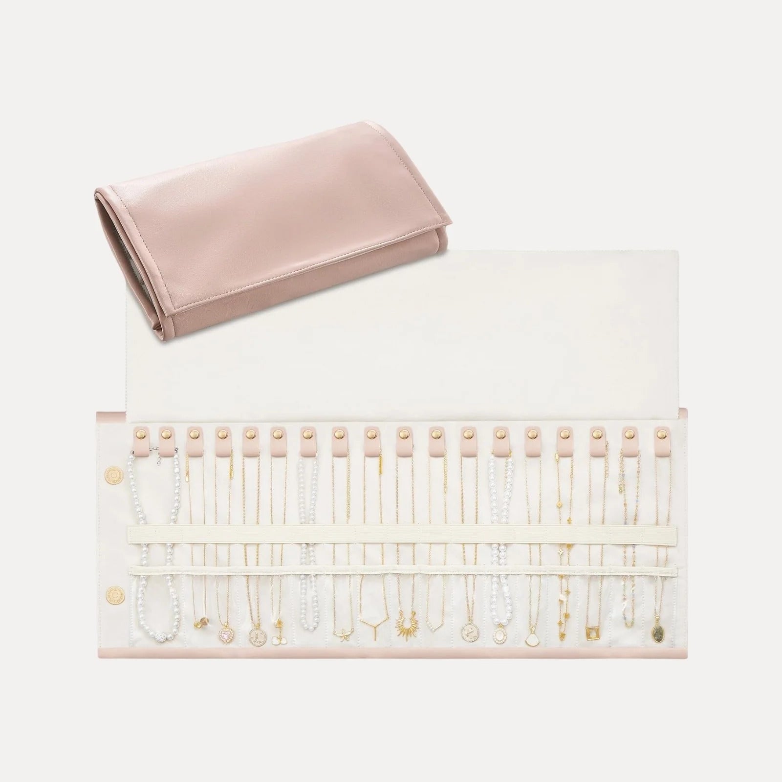 Leather Foldable Roll Up Jewelry Storage Bag