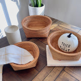 Wicker Fruit Bowl, Fruits Basket Storage Rattan Woven Basket for Serving, Wood Serving Tray, Vegetable Bread Storage Bin, Housewarming Gift Zoetangle