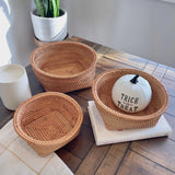 Wicker Fruit Bowl, Fruits Basket Storage Rattan Woven Basket for Serving, Wood Serving Tray, Vegetable Bread Storage Bin, Housewarming Gift Zoetangle
