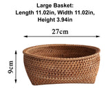 Wicker Fruit Bowl, Fruits Basket Storage Rattan Woven Basket for Serving, Wood Serving Tray, Vegetable Bread Storage Bin, Housewarming Gift Zoetangle