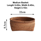 Wicker Fruit Bowl, Fruits Basket Storage Rattan Woven Basket for Serving, Wood Serving Tray, Vegetable Bread Storage Bin, Housewarming Gift Zoetangle