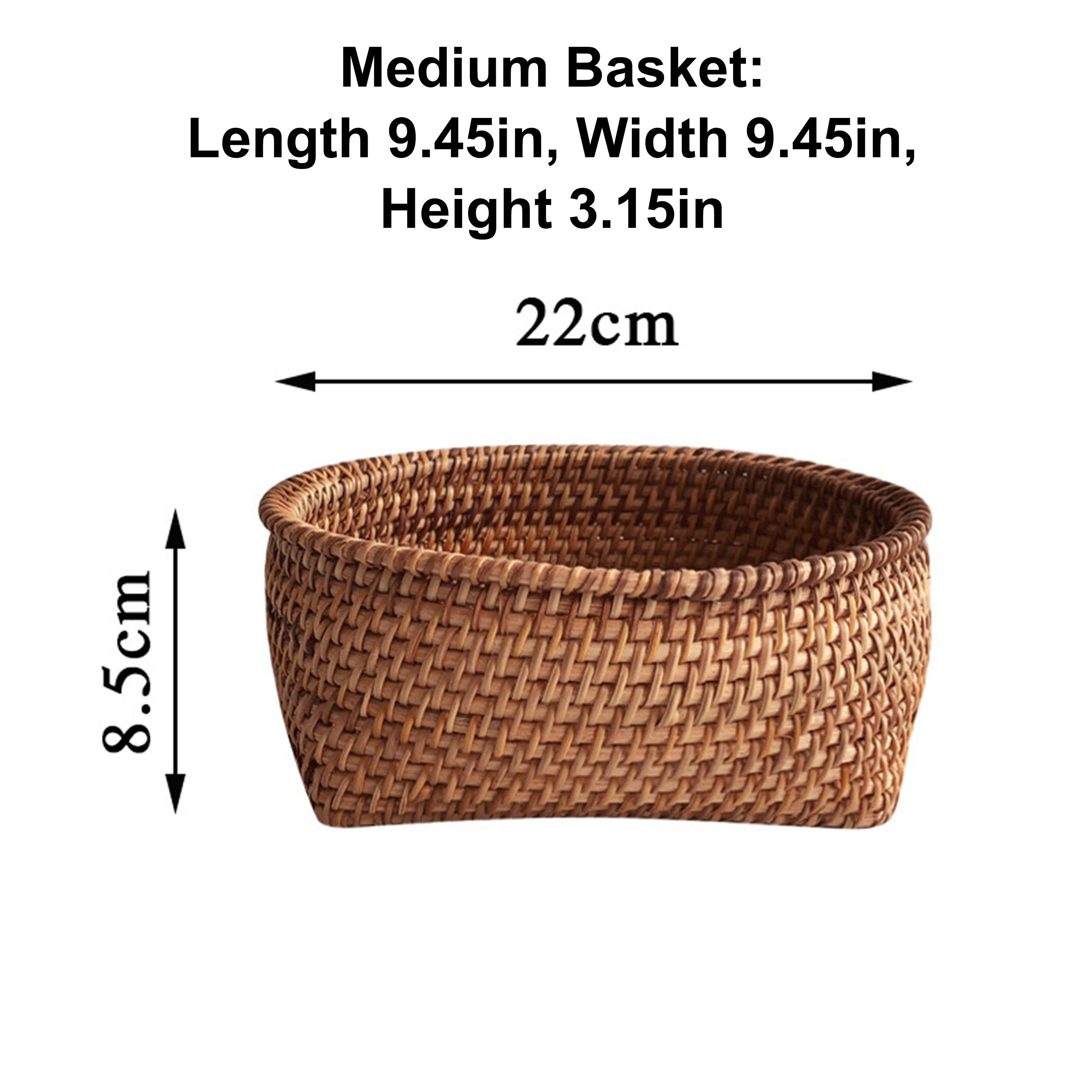 Wicker Fruit Bowl, Fruits Basket Storage Rattan Woven Basket for Serving, Wood Serving Tray, Vegetable Bread Storage Bin, Housewarming Gift Zoetangle
