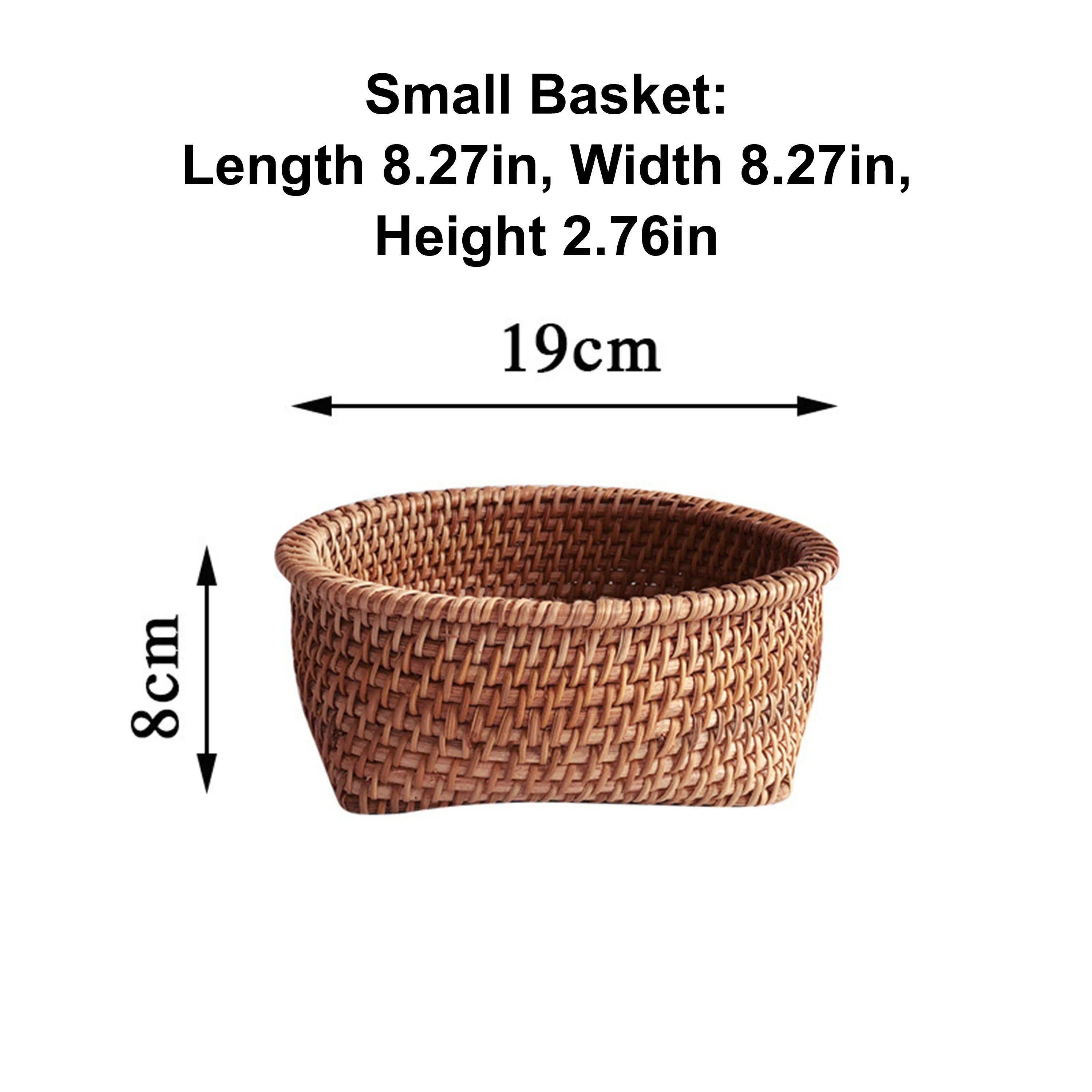 Wicker Fruit Bowl, Fruits Basket Storage Rattan Woven Basket for Serving, Wood Serving Tray, Vegetable Bread Storage Bin, Housewarming Gift Zoetangle