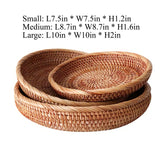 Rattan Fruits Basket, Wicker Woven Basket, Decorative Serving Tray, Bread Storage Basket, Wooden Fruit Bowl, Key Trays for Entryway Table Zoetangle