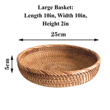 Rattan Fruits Basket, Wicker Woven Basket, Decorative Serving Tray, Bread Storage Basket, Wooden Fruit Bowl, Key Trays for Entryway Table Zoetangle
