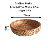 Rattan Fruits Basket, Wicker Woven Basket, Decorative Serving Tray, Bread Storage Basket, Wooden Fruit Bowl, Key Trays for Entryway Table Zoetangle