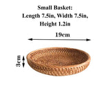 Rattan Fruits Basket, Wicker Woven Basket, Decorative Serving Tray, Bread Storage Basket, Wooden Fruit Bowl, Key Trays for Entryway Table Zoetangle