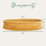 Oval Rattan Tray Wicker Serving Basket Handcrafted Woven Natural Bathroom Organizer Storage Kitchen Table Centerpiece Decoration Bohemian Byron
