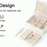 Everyday Keepsake 2-Layer Large Leather Jewelry Box Organizer with Removable Tray & Watch Pillow
