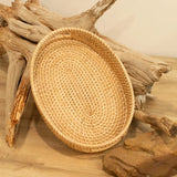 Oval Rattan Tray Wicker Serving Basket Handcrafted Woven Natural Bathroom Organizer Storage Kitchen Table Centerpiece Decoration Bohemian Byron